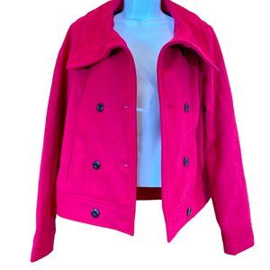 Roxy Double Breasted Pea Coat Raspberry Wool Blend Sz M #03